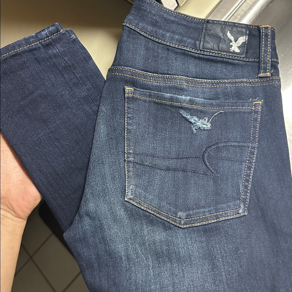American Eagle Outfitters Ripped Dark Blue Skinny Jeans